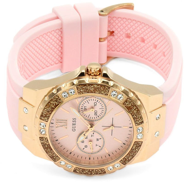 Guess Limelight Crystal Pink Dial Rosa Silicona Ladies Watch W1053L3