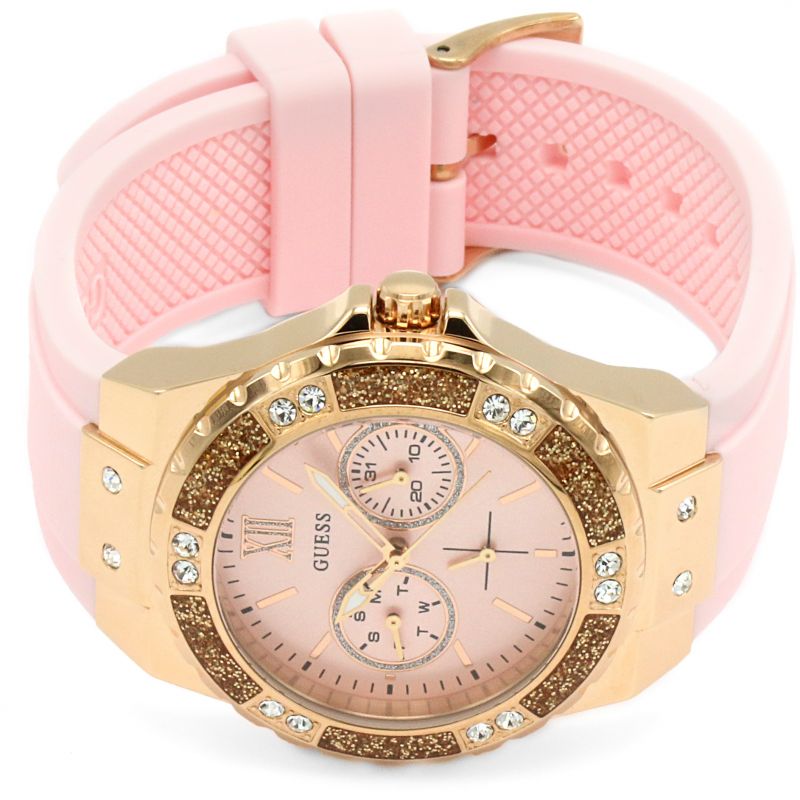 Guess Limelight Crystal Pink Dial Rosa Silicona Ladies Watch W1053L3