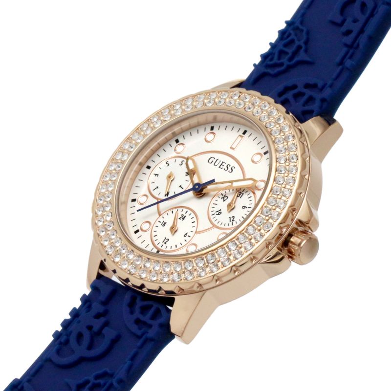 Guess Crown Jewel Reloj Mujer Correa Silicona Azul GW0411L2