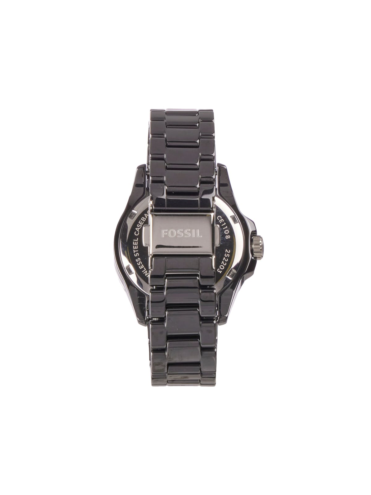 Fossil FB-01 Quartz Crystal Black Dial Ceramic Band Ladies