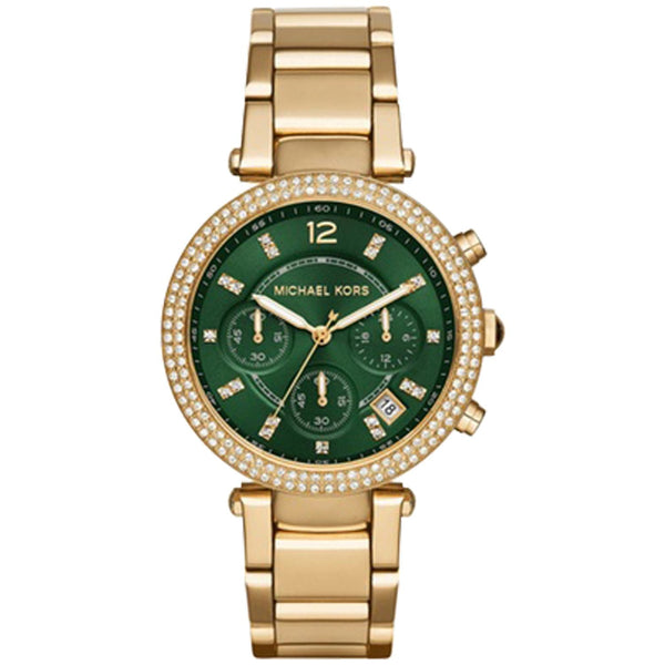 Michael Kors Parker Chronograph Green Dial Gold Ladies Watch MK6263