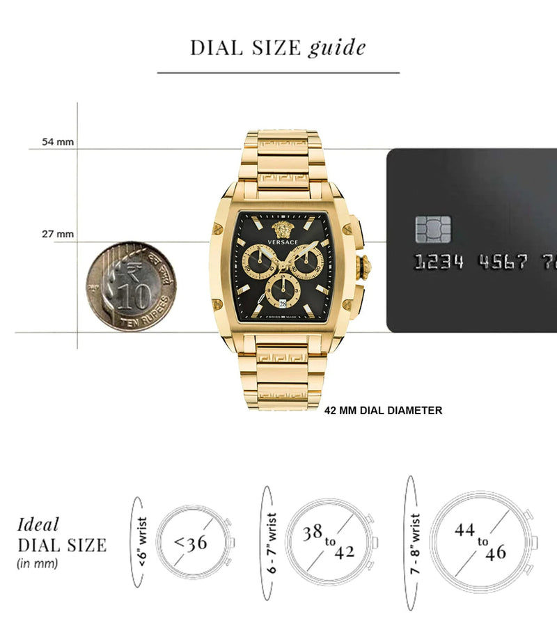 Versace Dominus Chronograph Black Dial Gold Steel Strap Watch For Men - VE6H00523 VE6H00523 - Image 7