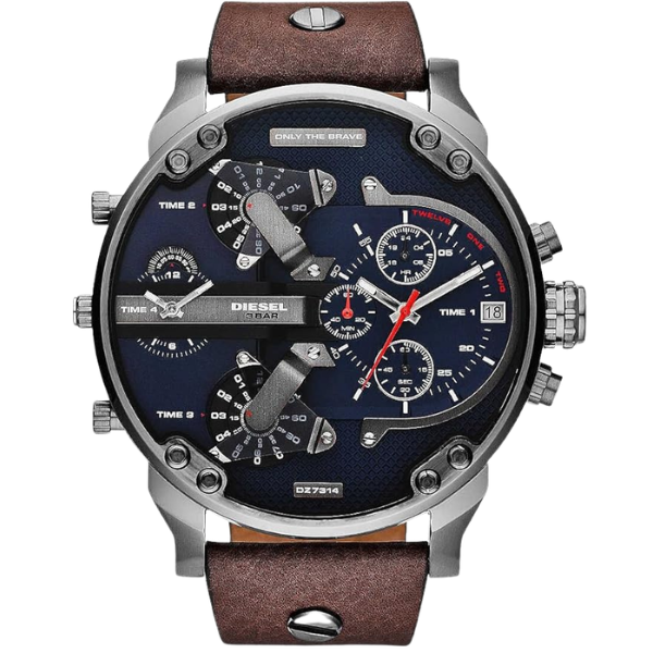 Diesel Mr Daddy Dual Time Cronógrafo Azul Marino Dial Hombre Reloj DZ7314