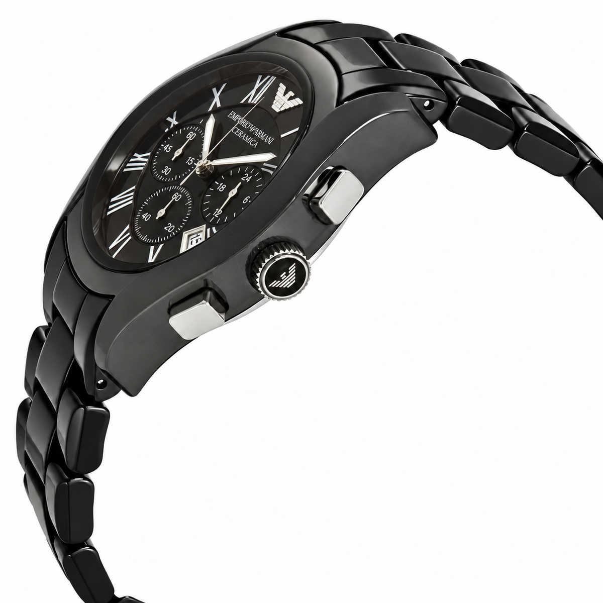 Emporio Armani Chronograph Black Dial Black Ceramic Men's Watch AR1400