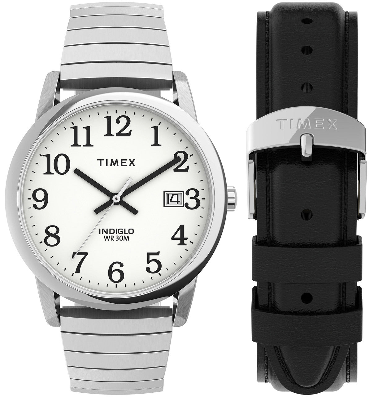Timex TWG025400 Easy Reader   35mm Expansion Band Watch and Leather Strap Box Set-0