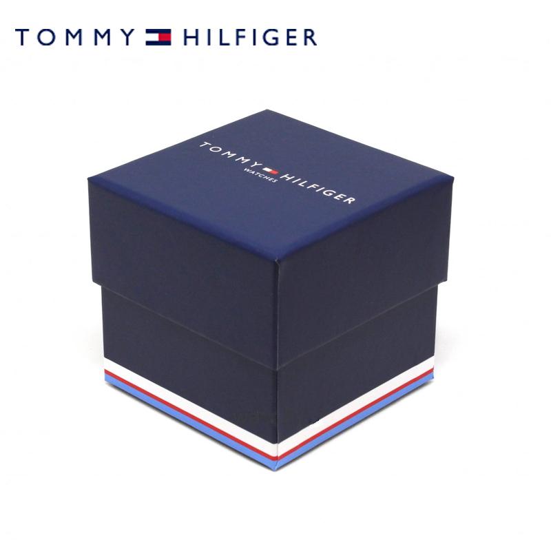 Tommy Hilfiger multifunción gris Dial negro cuero hombre reloj 1791051