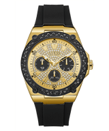 Guess Black Gold Tone Glitz Silicone Men's Watch U1257G1