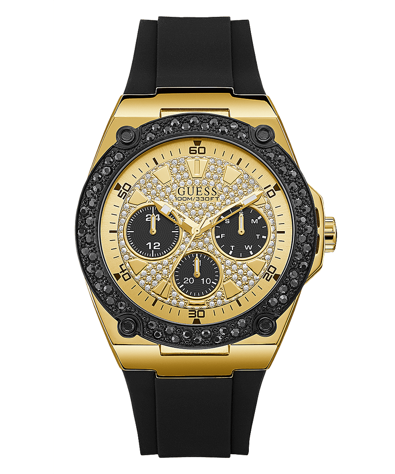 Reloj Guess U1257G1 de silicona para hombre en tono dorado negro Glitz