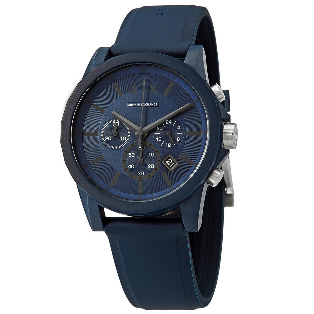 A|X Armani Exchange Unisex Chronograph Blue Silicone Strap Watch 44mm AX1327  - Macy's