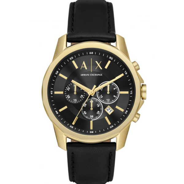 Armani Exchange Reloj cronógrafo de cuero negro para hombre AX7133