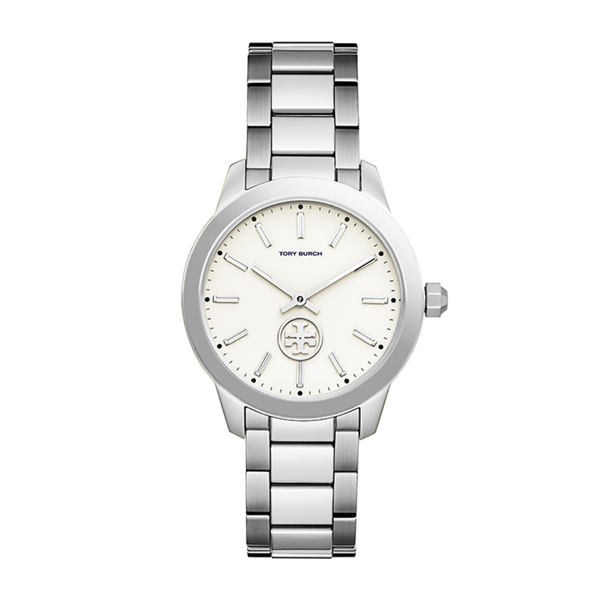 Tory Burch Collins Silver Stainless Steel White Dial Women's Watch TBW1301