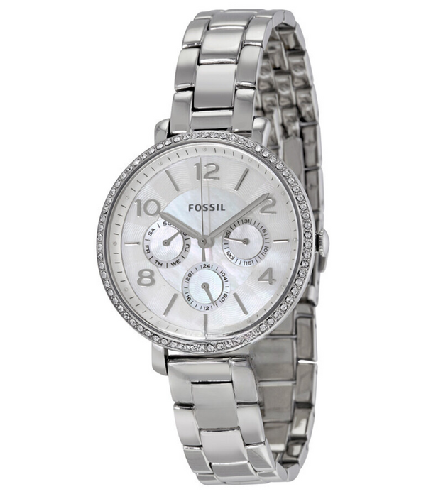 Fossil Jacqueline Reloj multifunción de acero inoxidable para mujer con esfera blanca ES3755