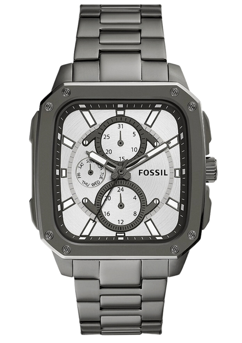 Fossil Multifunción Gunmetal Acero Inoxidable Reloj Hombre BQ2657