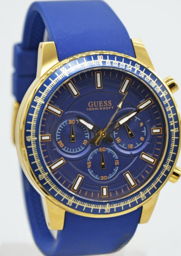 Reloj Guess Multifunción Azul Cronógrafo Silicona Hombre W0802G2