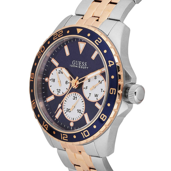 Reloj Guess Odyssey para hombre con esfera azul y dos tonos W1107G3