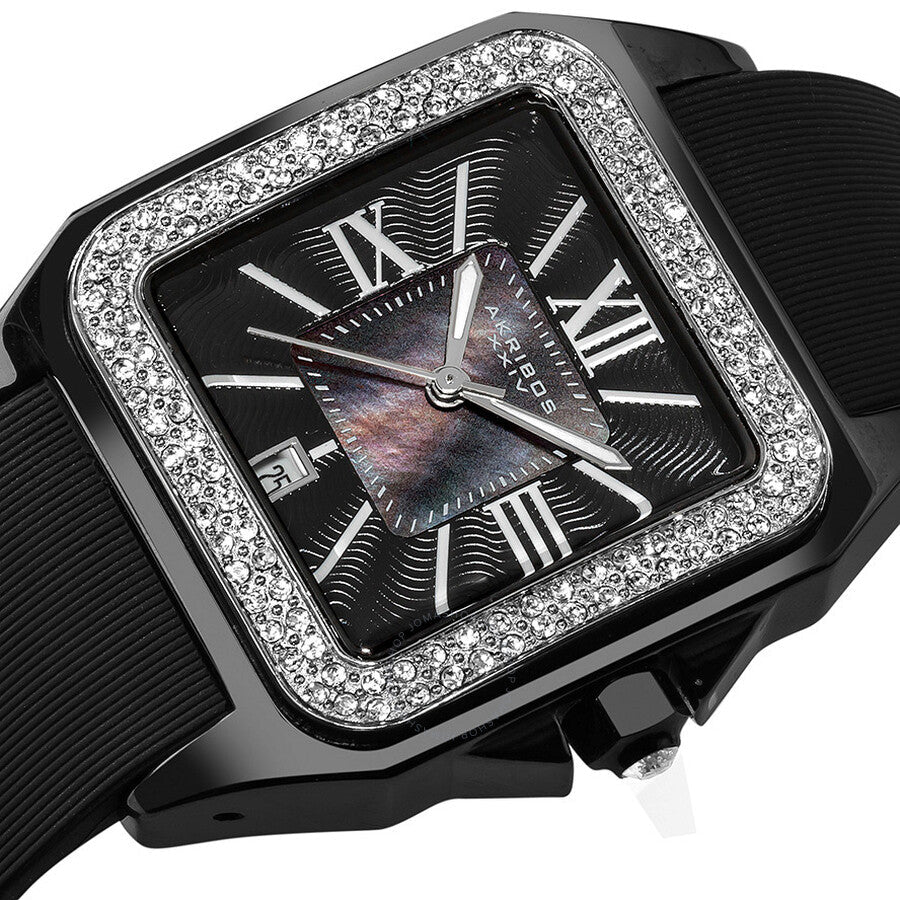 Akribos Black Mother of Pearl Dial Black Ceramic Ladies Watch AK546BK
