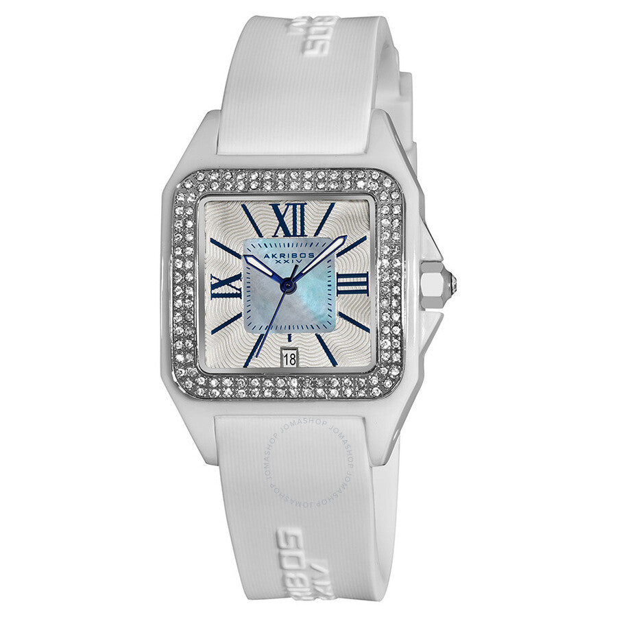 Akribos Xxiv Madre de Perla Dial White Ceramic Ladies Watch AK546WT