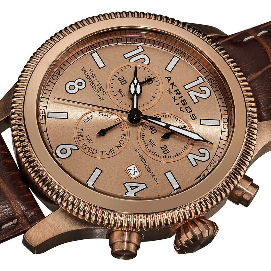 Akribos Ultimate Chronograph Rose Gold-Tone Men's Watch AK575BR