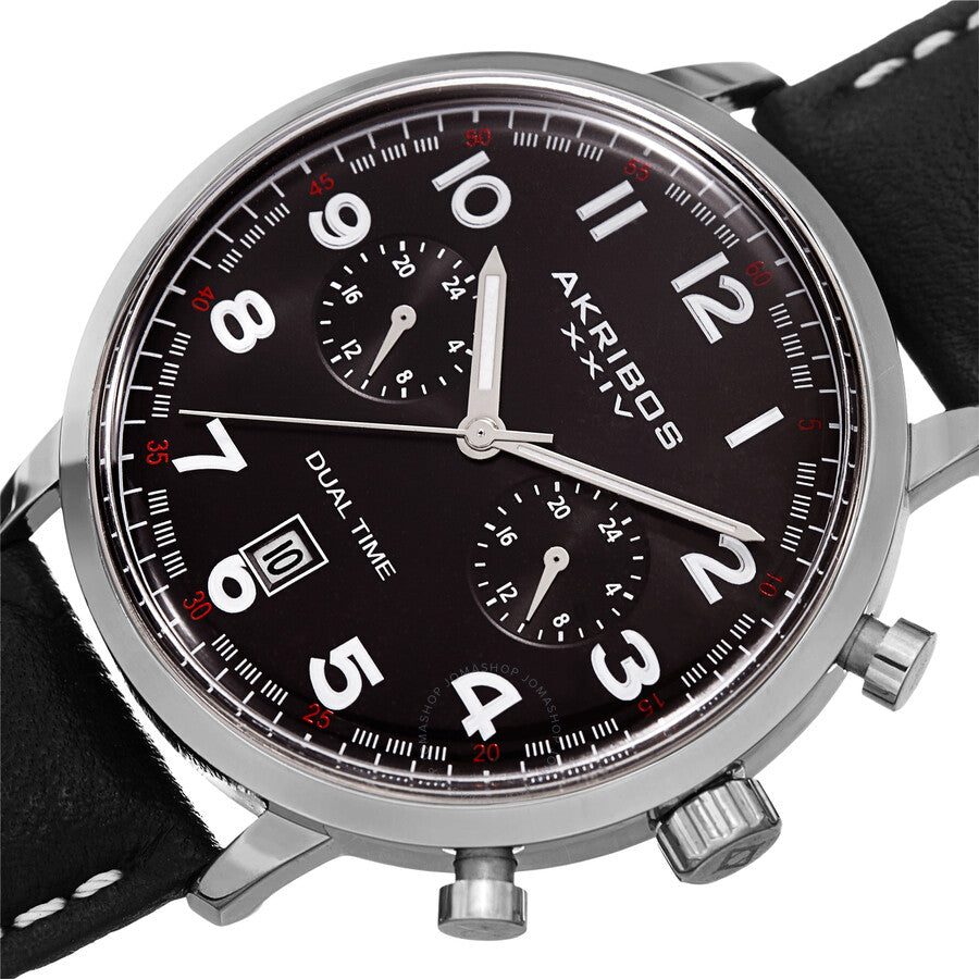 Akribos XXIV Black Dial Dual Time Men's Watch AK1023BK