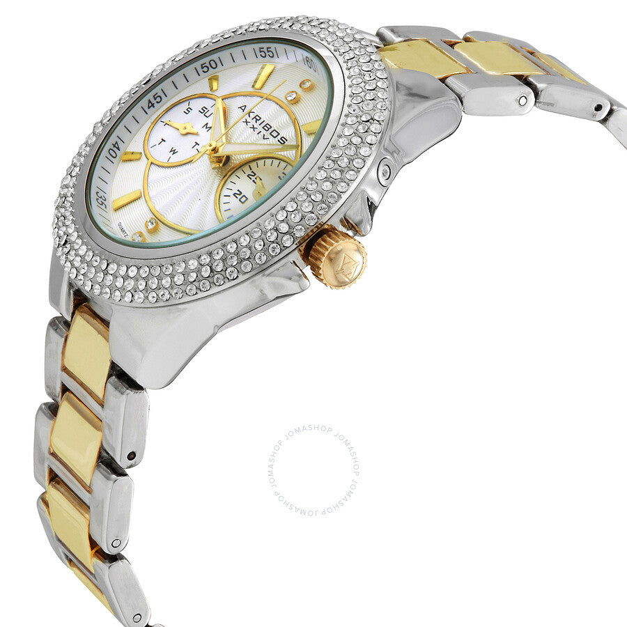 Reloj para mujer Akribos Xxiv con esfera negra y dos tonos AK789TTGB