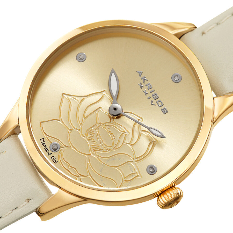 Akribos XXIV Diamond Gold Dial Ladies Watch AK1047WT