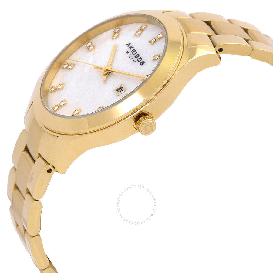 Akribos XXIV Mother of Pearl Gold-tone Ladies Watch AK954YG