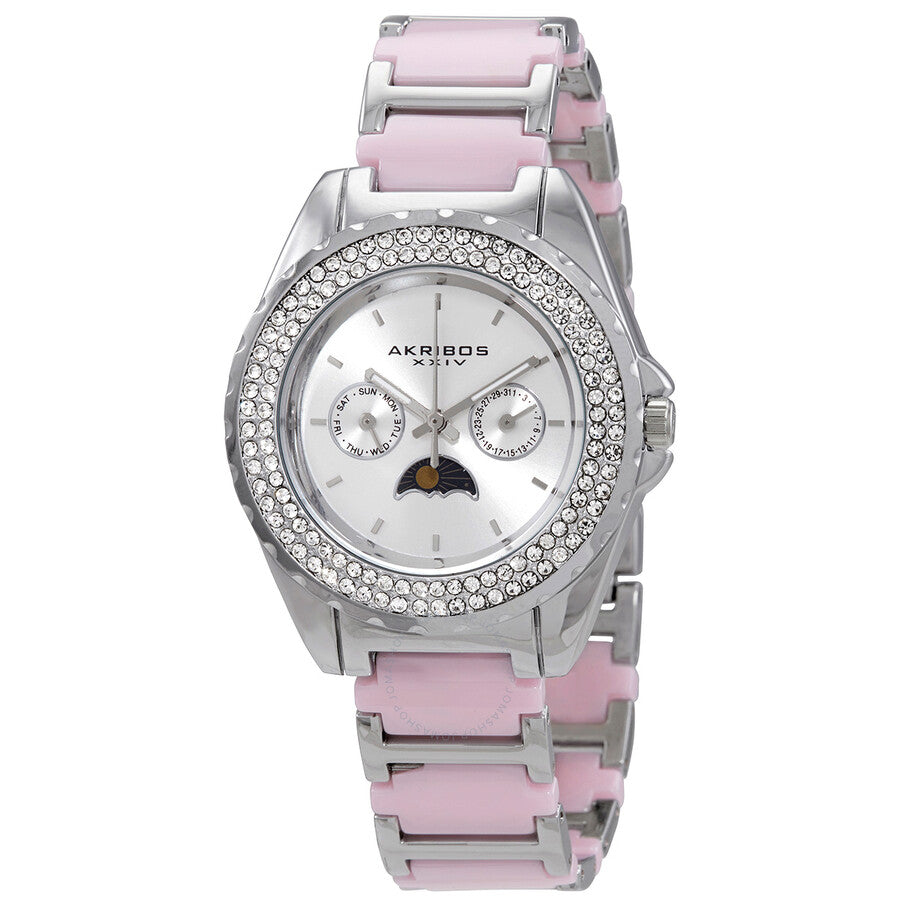 Akribos XXIV Multifunction Silver Dial Ladies Watch AK961SSPK - The Watches Men & Co