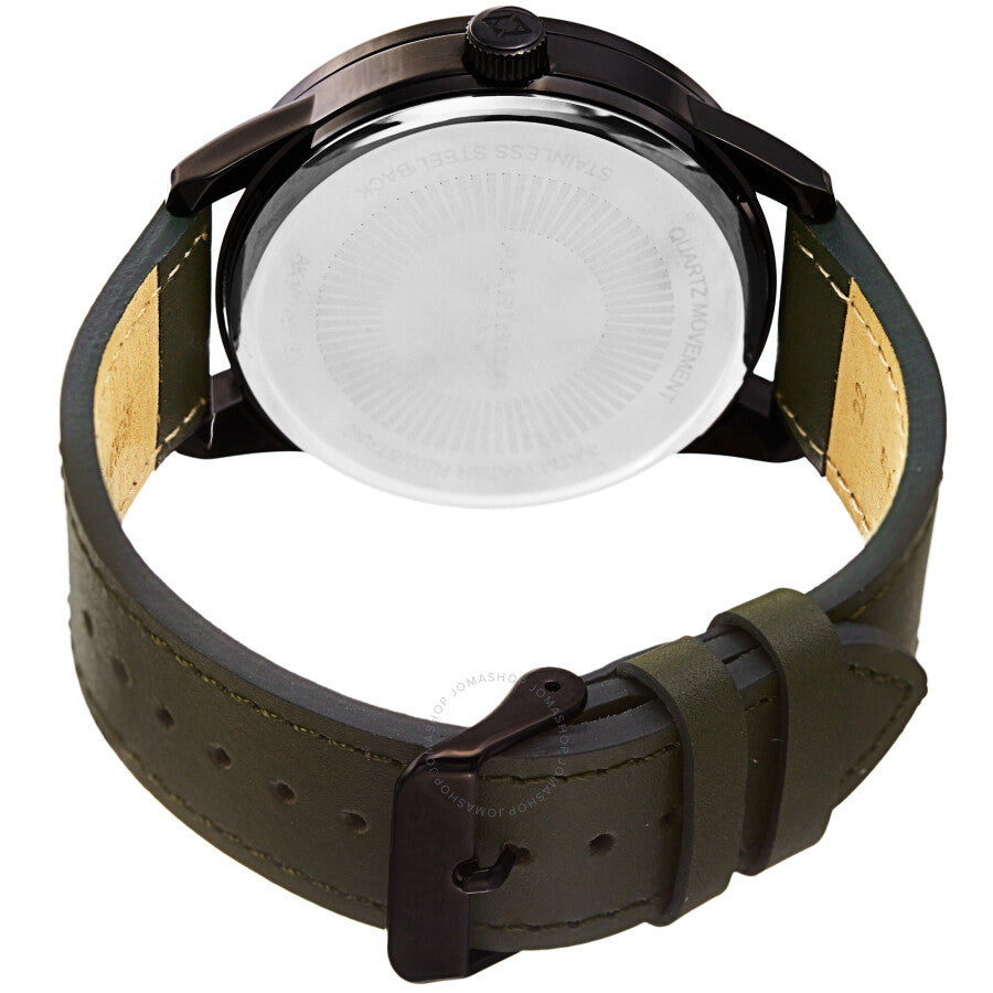 Reloj Akribos Xxiv de cuarzo con esfera negra y cuero verde para hombre AK1079BKGN