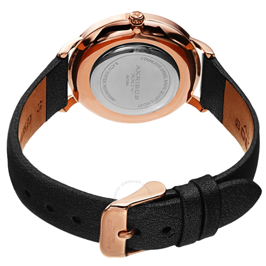 Reloj Akribos Xxiv de cuarzo con esfera negra y piel negra para mujer AK1084BK
