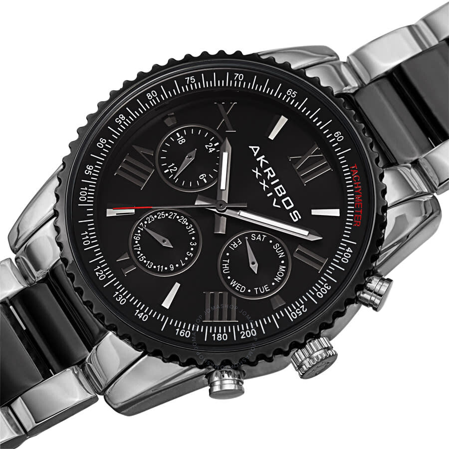 Akribos XXIV Quartz Black Dial Two-tone Men's Watch AK1099TTB