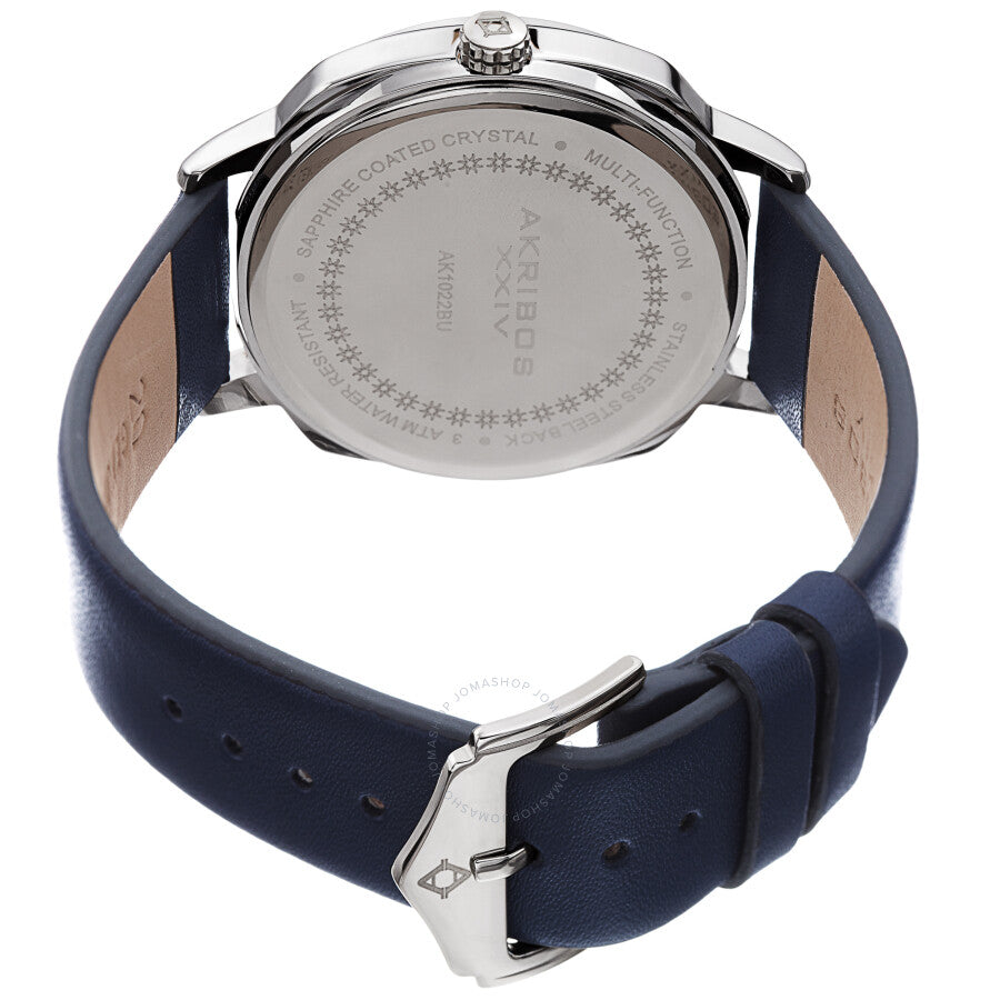 Akribos XXIV Quartz Blue Dial Blue Leather Men's Watch AK1022BU