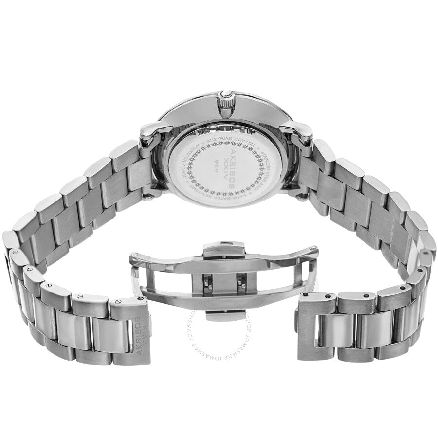 Akribos Xxiv cuarzo cristal esfera blanca señoras reloj AK1036SS