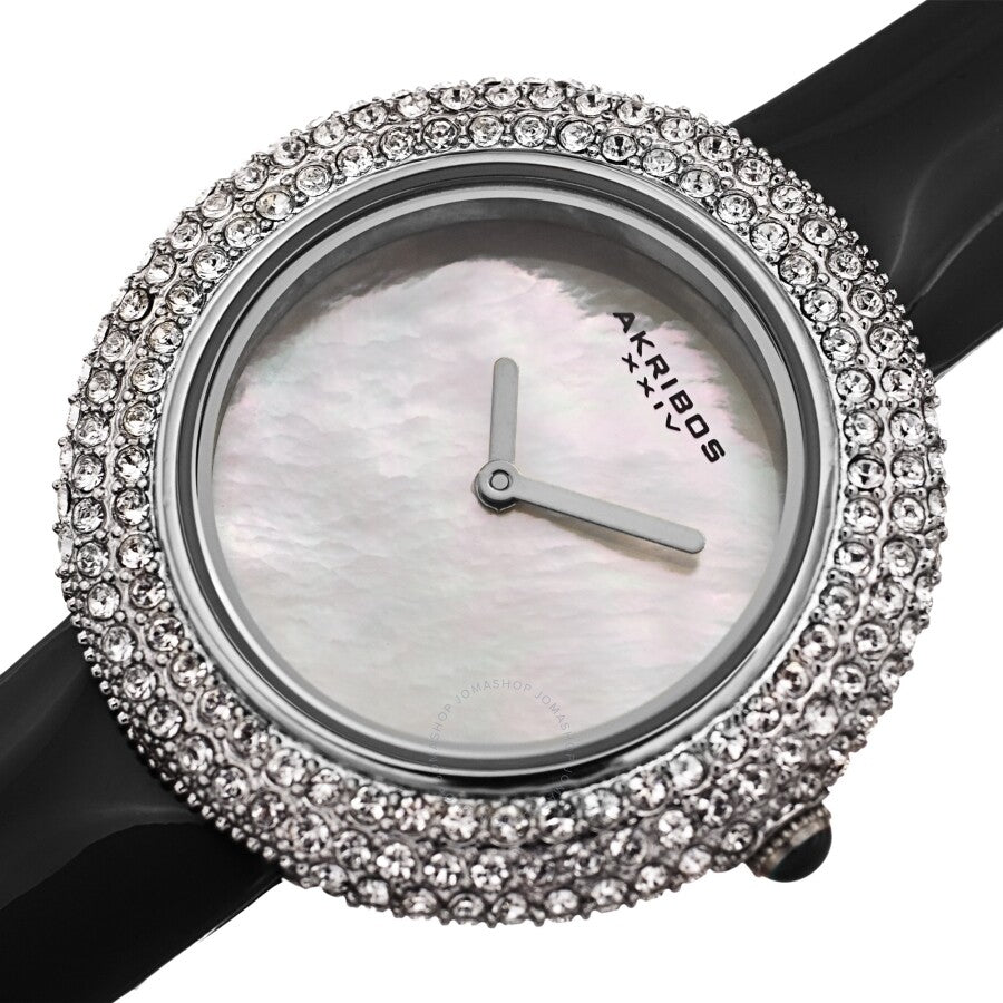 Akribos XXIV Quartz Crystal White Dial Ladies Watch AK1049SSB