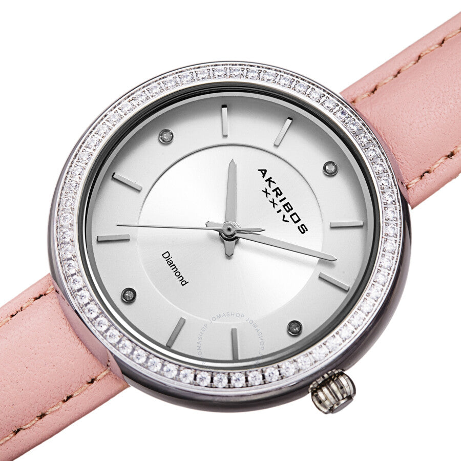 Akribos Xxiv cuarzo diamante cristal blanco esfera señoras reloj AK1067PK