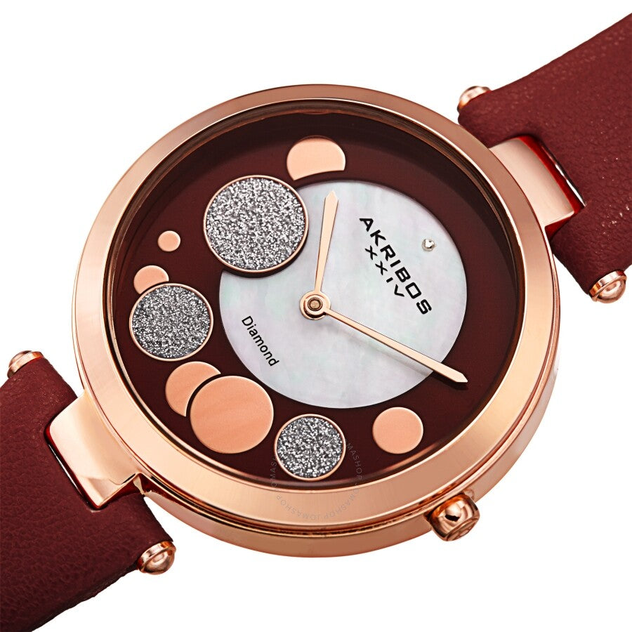 Akribos XXIV Quartz Diamond Red Dial Ladies Watch AK1069BUR