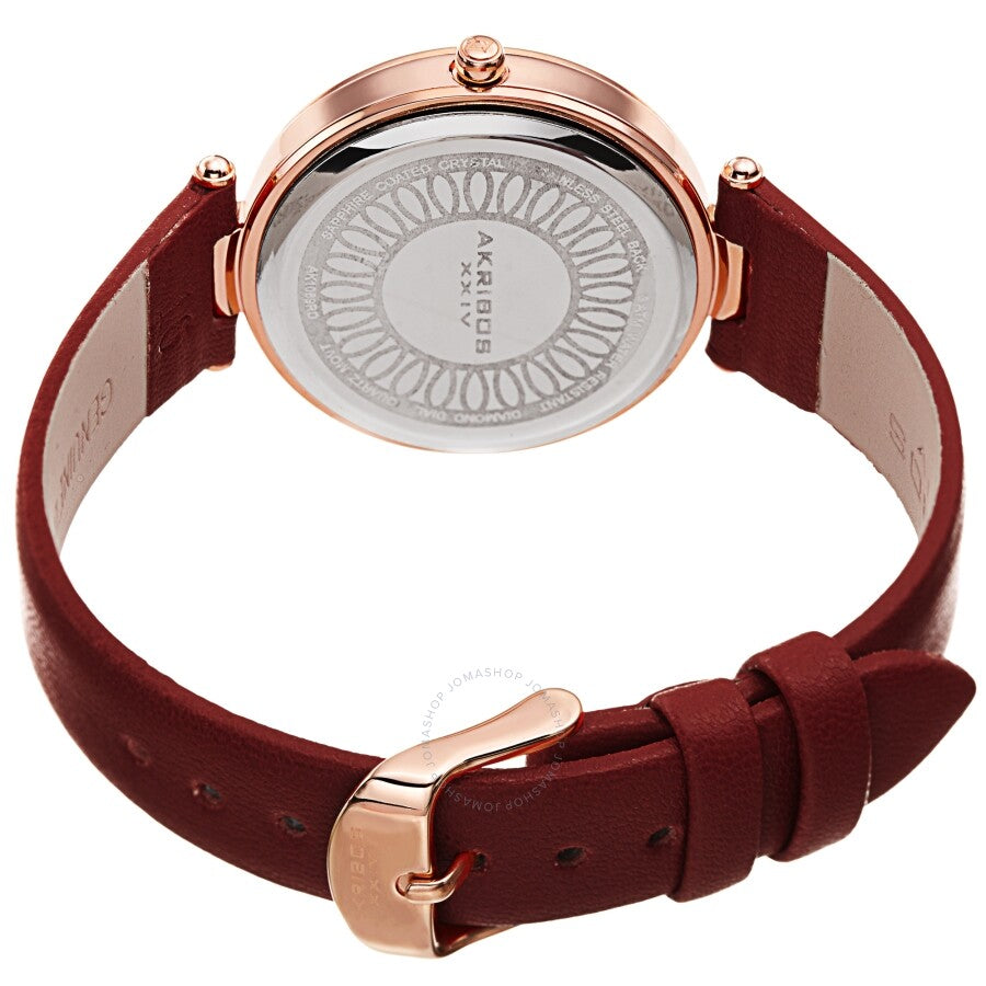 Akribos XXIV Quartz Diamond Red Dial Ladies Watch AK1069BUR