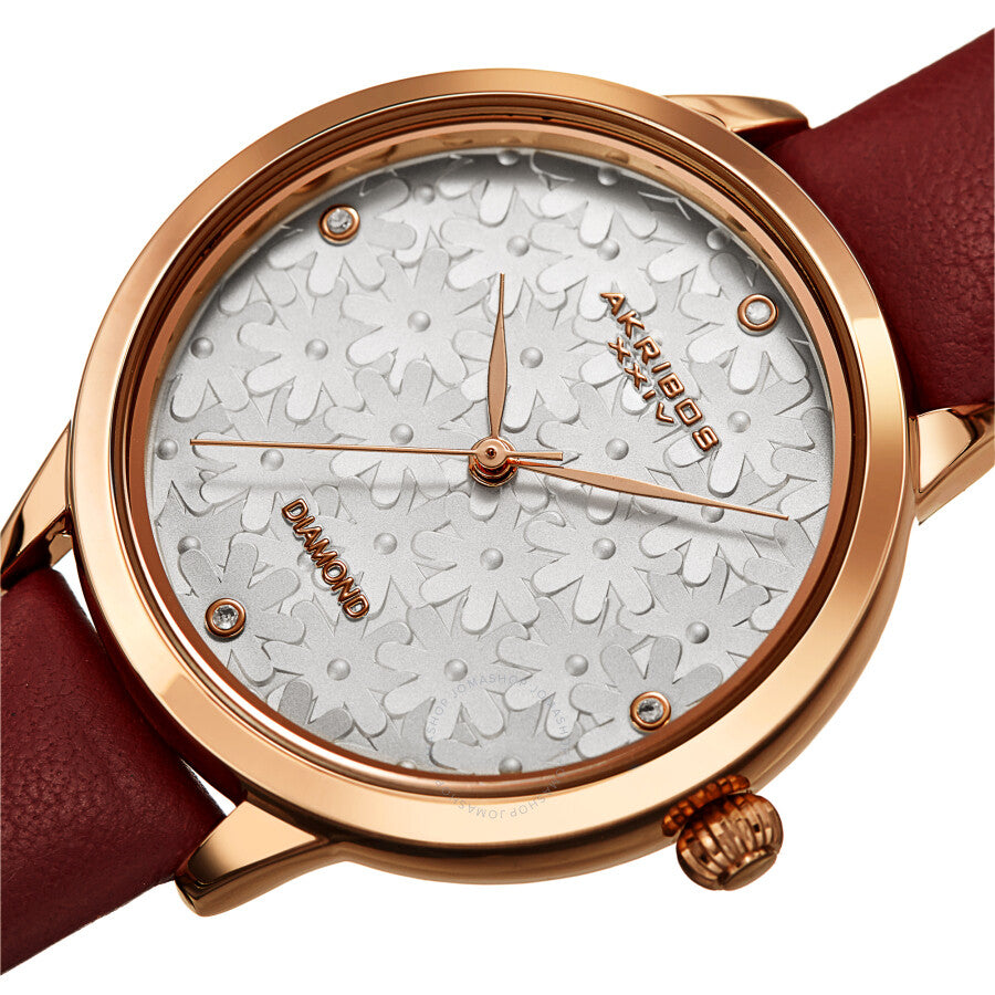 Reloj Akribos Xxiv de cuarzo con esfera plateada y diamantes para mujer AK1051BR