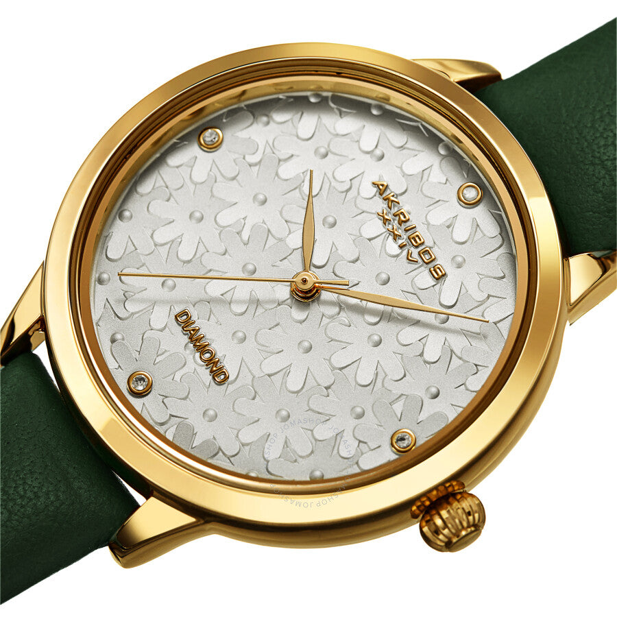 Reloj Akribos Xxiv de cuarzo con esfera plateada y diamantes para mujer AK1051GN