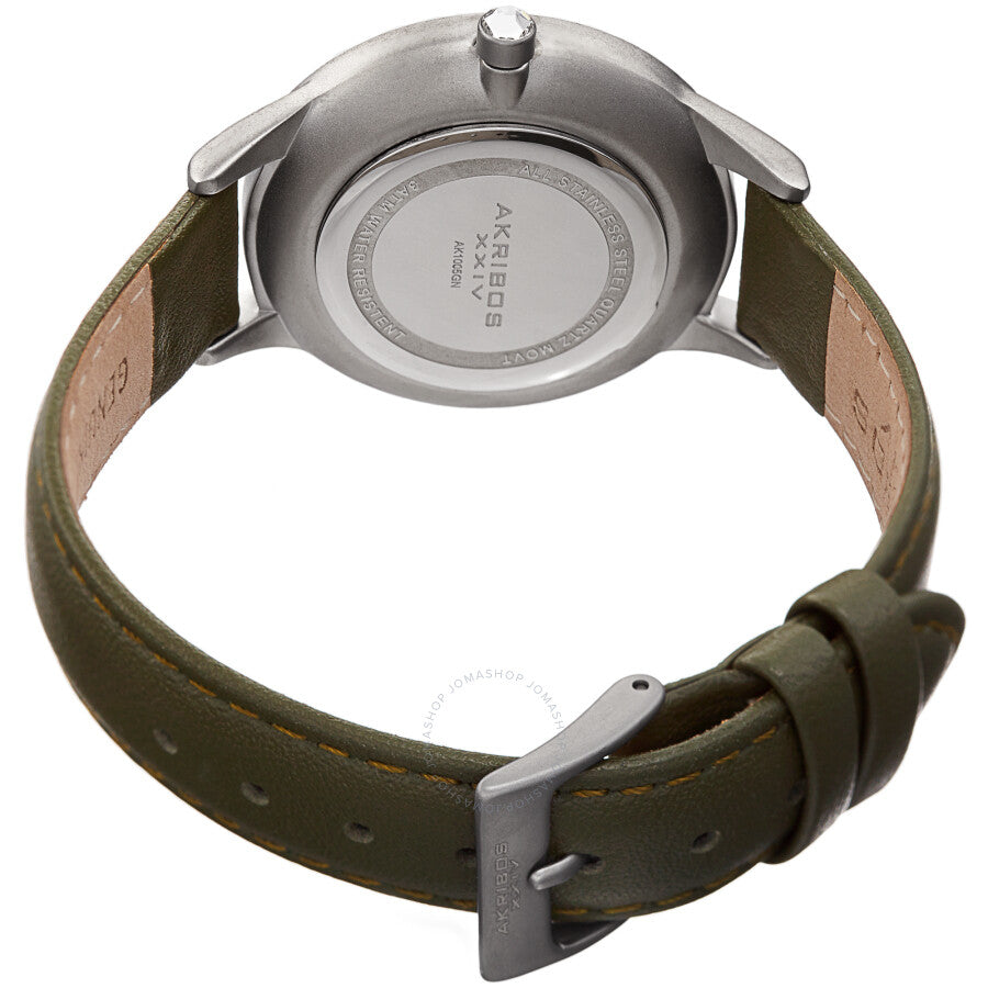 Akribos XXIV Quartz Green Dial Green Leather Ladies Watch AK1005GN