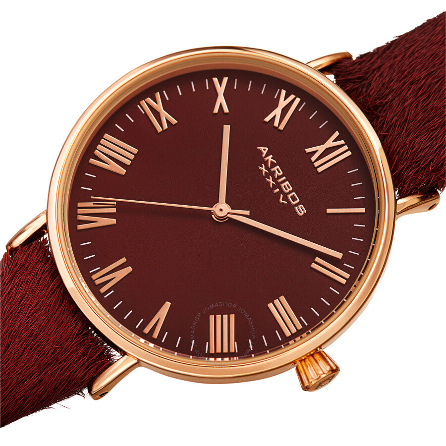 Akribos XXIV Quartz Red Dial Red Leather Ladies Watch AK1081RD