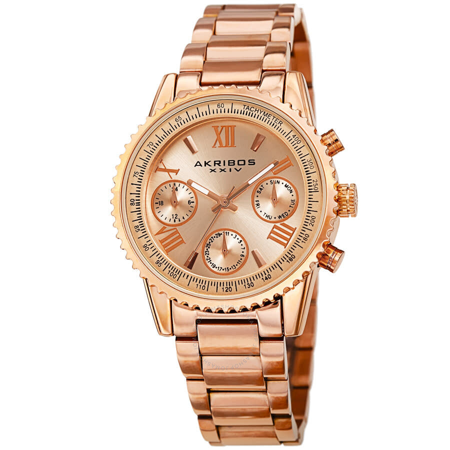 Akribos XXIV Quartz Rose Gold Dial Ladies Watch AK1100RG - The Watches Men & Co