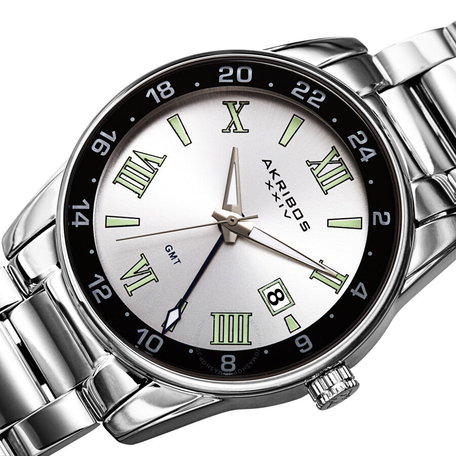 Akribos XXIV Quartz Silver Dial Silver-tone Men's Watch AK1055SS