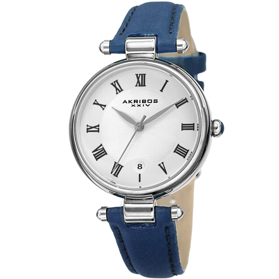 Reloj Akribos Xxiv de cuarzo con esfera blanca y piel azul para mujer AK1070BU