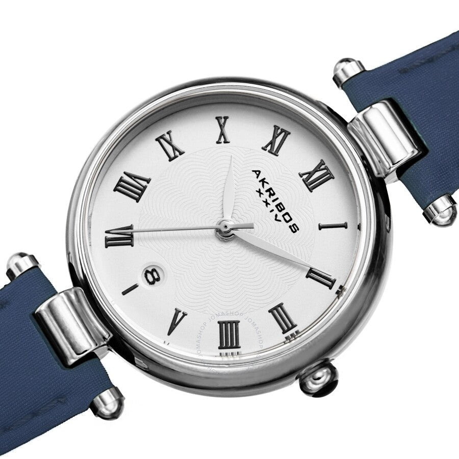 Reloj Akribos Xxiv de cuarzo con esfera blanca y piel azul para mujer AK1070BU