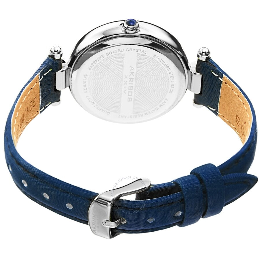 Reloj Akribos Xxiv de cuarzo con esfera blanca y piel azul para mujer AK1070BU