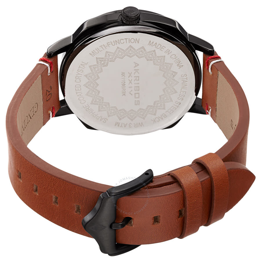 Akribos XXIV Quartz White Dial Brown Leather Men's Watch AK1109BRBK