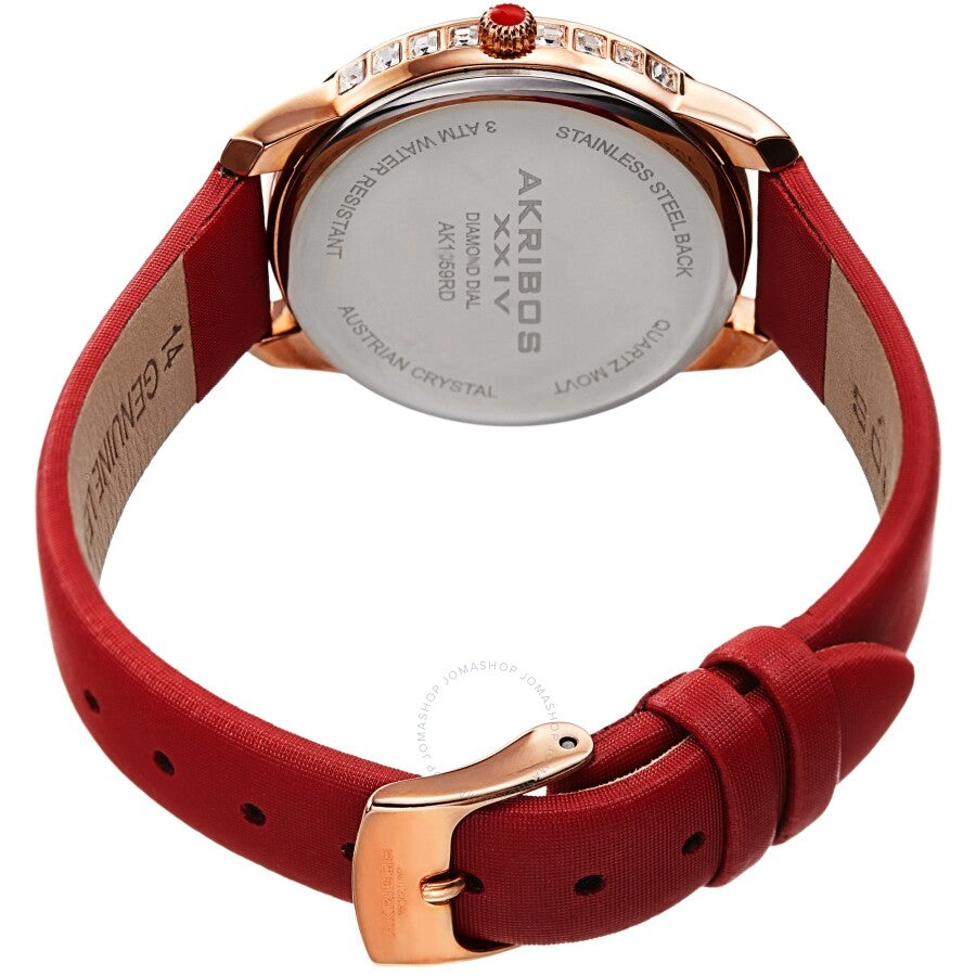 Akribos XXIV Red Dial Red Leather Ladies Watch AK1059RD