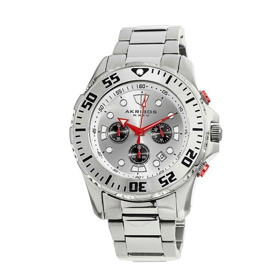 Akribos XXIV Silver Dial Stainless Steel Men's Watch AK661SS - The Watches Men & Co