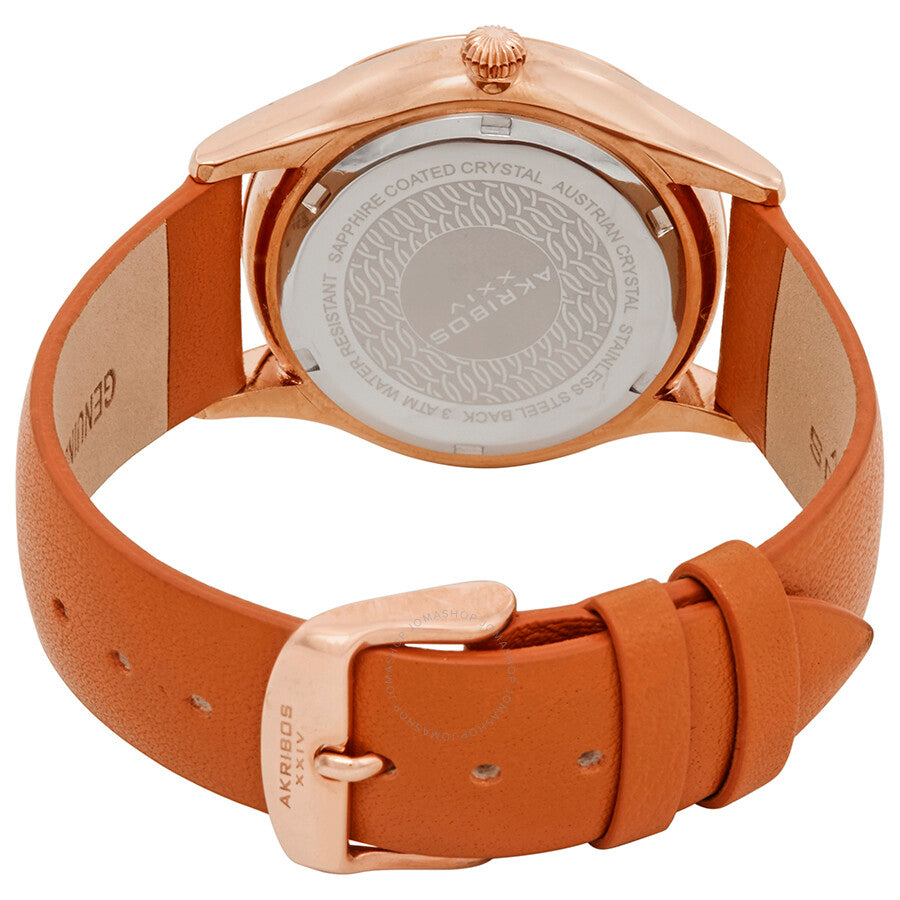 Reloj Akribos Xxiv de piel mandarina con esfera plateada para mujer AK964TN