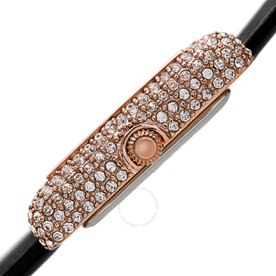 Akribos XXIV White Dial Black Leather Ladies Watch AK1068BK